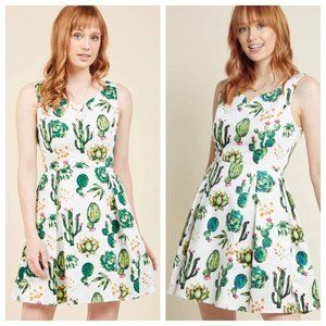 Dashing Darling A-Line Dress in Succulents